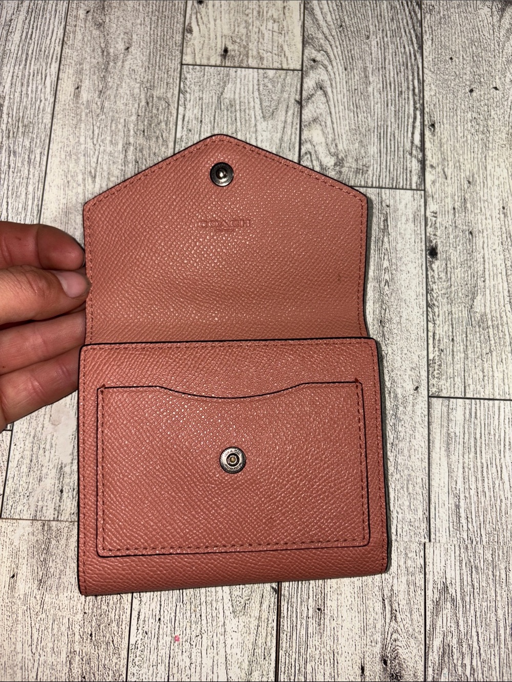COACH Coral Pink Leather Envelope Wallet - Picture 3 of 5